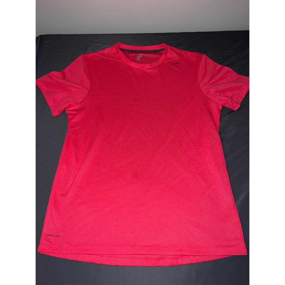 ALIVE Mens Qwick-Dry Performance T-Shirt Pink Textured Mesh Athletic Gym Top L